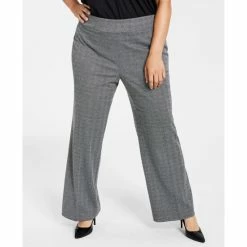 Buy ✔️ Anne Klein Plus Size Herringbone Pull-On Wide-Leg Pants Anne Black/anne White 🎁