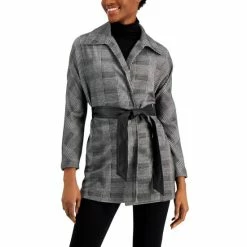 Best Sale โ Anne Klein Printed Belted Jacket Anne Black/anne White ๐