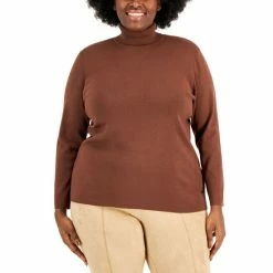 Budget 🌟 Anne Klein Plus Size Long-Sleeve Turtleneck Sweater Espresso 🔔