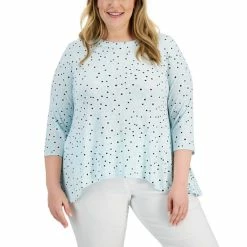 Discount 😉 Anne Klein Plus Size Trapeze Top Ocean Sky Combo 👍