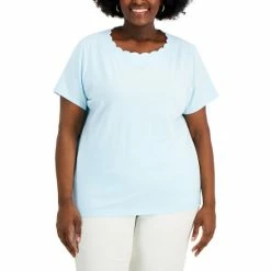 Flash Sale 🧨 Anne Klein Plus Size Scalloped T-Shirt Bright Daffodil 🌟