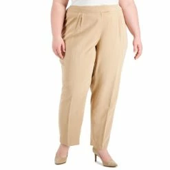 Best reviews of 🔥 Anne Klein Plus Size Pleated High-Rise Pull-On Pants Light Coffee 🥰