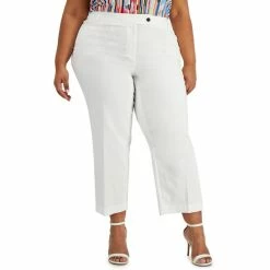 Flash Sale 😉 Anne Klein Plus Size Beacon Hill Cropped Pants Bright White 🛒