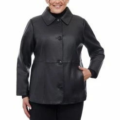 Hot Sale ๐ Anne Klein ๐ฉ Women's Plus Size Leather Jacket Dark Chocolate ๐