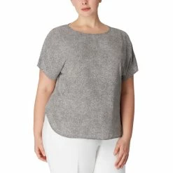 Deals 🧨 Anne Klein Plus Size Printed Short-Sleeve Top Anne Black/anne White 😍