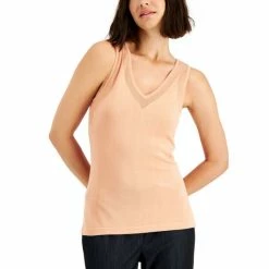 Best deal โจ Anne Klein ๐ฉ Women's Mesh V-Neck Tank Top Anne Black ๐