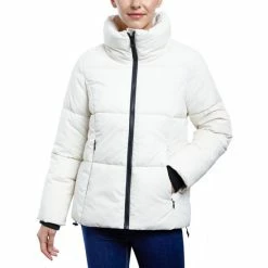 Outlet ๐ Anne Klein ๐ฉ Women's Stand-Collar Puffer ๐งฅ Coat Unbleached Cotton โ