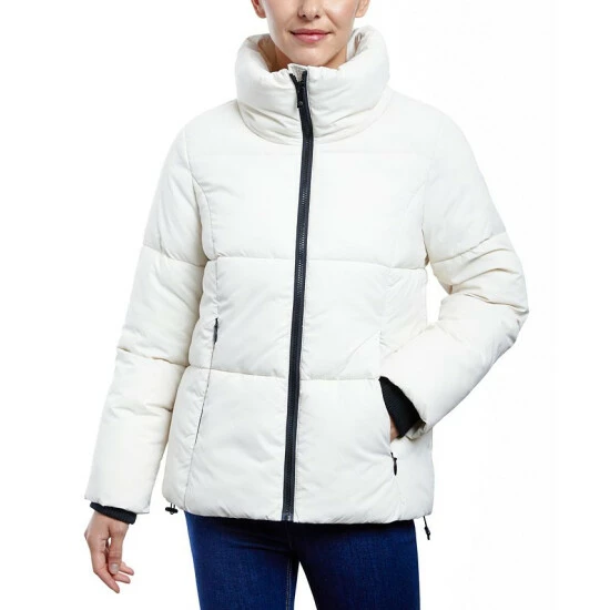 Outlet 🔔 Anne Klein 👩 Women's Stand-Collar Puffer 🧥 Coat Unbleached Cotton ⌛