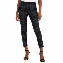 New ✔️ Anne Klein Petite Plaid Slim-Fit Ankle Pants Anne Black/chianti 😀