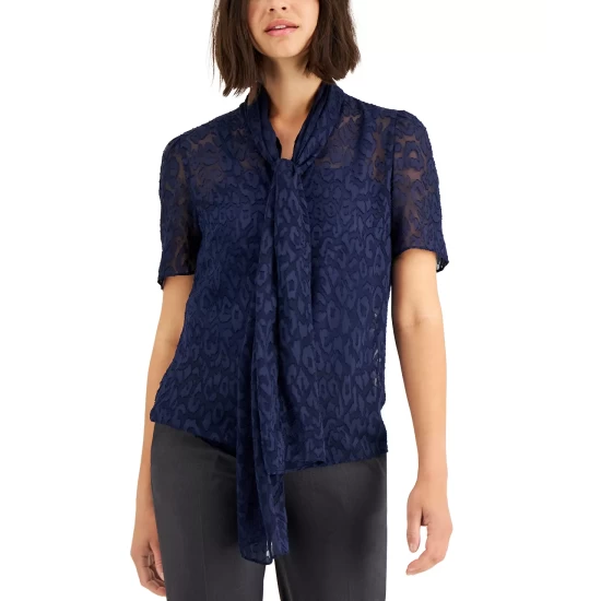 Top 10 ⌛ Anne Klein 👩 Women's Printed Pleat-Neck Midi 👗 Dress Anne Black Combo 🎁