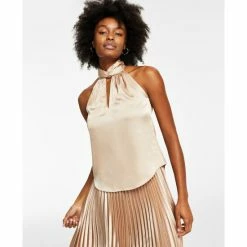 Top 10 ⭐ Anne Klein Matte Satin Twist-Neck Halter Top Latte 👍