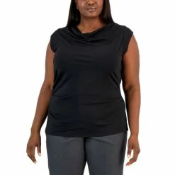 Budget โ Anne Klein Plus Size Harmony Knit Cap-Sleeve Cowlneck Top Anne White ๐ฅ