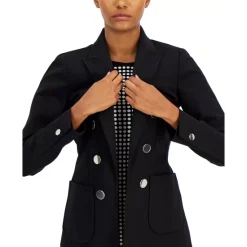 Outlet 😉 Anne Klein 👩 Women's Printed Split-Neck Long-Sleeve Tunic Anne Black/anne White 🛒