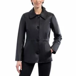 Best reviews of ๐ฅ Anne Klein Petite Button-Front Leather Jacket Dark Chocolate ๐