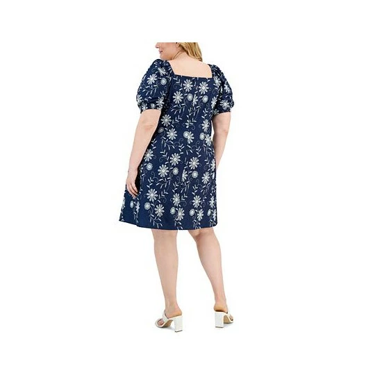 Deals ๐ Anne Klein Plus Size Cotton Embroidered A-Line ๐ Dress Anne Klein Wash/white ๐ - Image 2