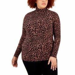 Best reviews of ✔️ Anne Klein Plus Size Seamless Animal-Print Mock-Neck Top Anise/chianti Combo 😍