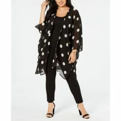 Promo 😉 Anne Klein Plus Size Big Dot Chiffon Kimono Anne Black/white 🧨