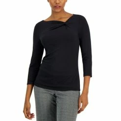 Wholesale 😉 Anne Klein 👩 Women's Asymmetric Twist-Neck Top Anne Black 🛒