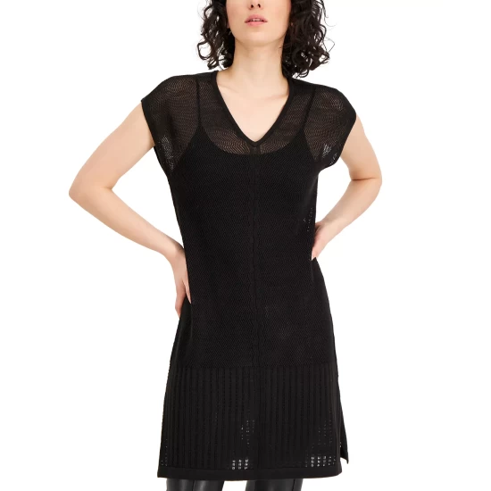 Buy 💯 Anne Klein 👩 Women's Open-Knit Kaftan Anne Black 🎁 - Image 4