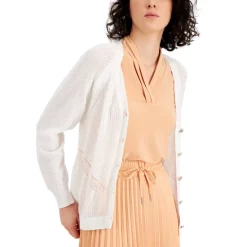 Discount ⌛ Anne Klein 👩 Women's Zip-Front Knit Epaulet Cape Anne Black ❤️