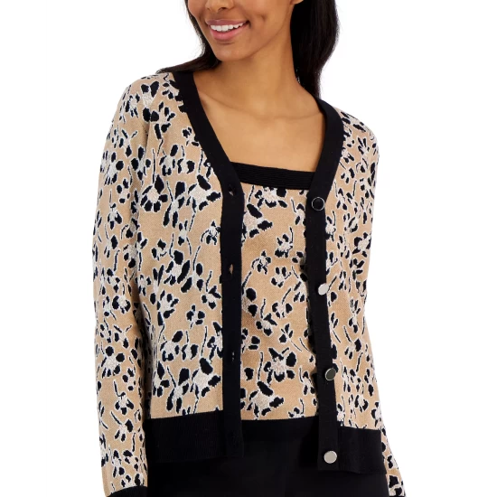 Promo ๐ Anne Klein ๐ฉ Women's Metallic Knit 3/4-Sleeve Knot-Front Midi ๐ Dress Black/gold ๐ฅฐ - Image 3