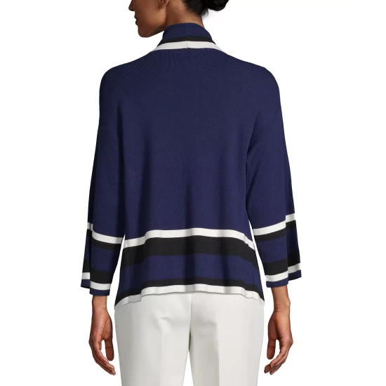 Hot Sale ๐ Anne Klein ๐ฉ Women's Ribbed Puff-Sleeve Button-Up Cardigan Anne Black ๐ - Image 3