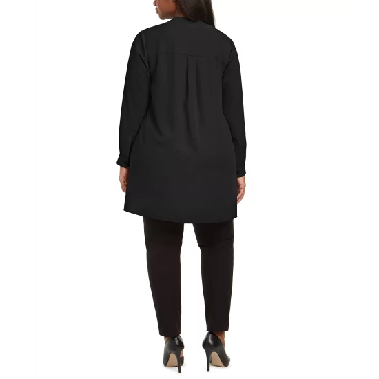 Outlet 🌟 Anne Klein Plus Size Longer Length Nehru Tunic Anne White/anne Black 🎉 - Image 4