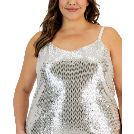 Discount โจ Anne Klein Plus Size Sequined V-Neck Camisole Top Anne White/gold ๐ - Image 4
