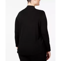 Top 10 🧨 Anne Klein 👩 Women's Harmony-Knit Asymmetric Faux-Wrap Keyhole Top Anne Black ⭐