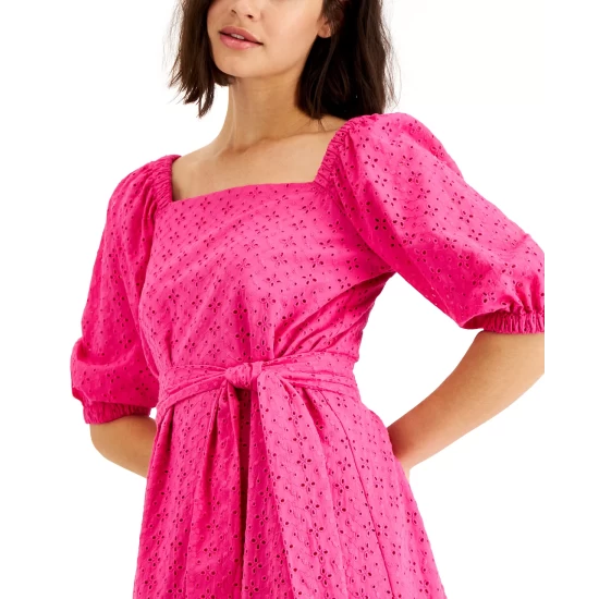 Buy ⌛ Anne Klein Square-Neck Fit & Flare 👗 Dress Pink Pansy 😉 - Image 5