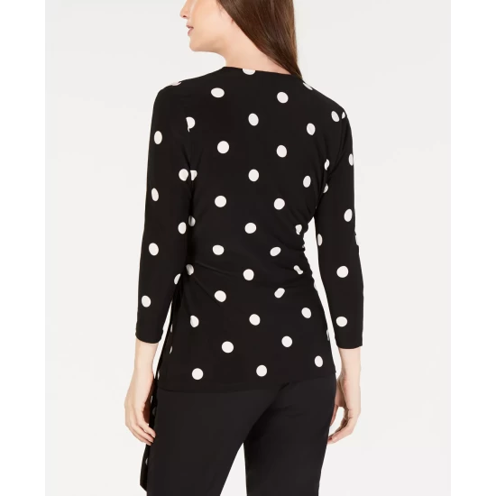 Best reviews of ๐ Anne Klein Petite Dot-Print Side-Tie Top Anne Black/anne White ๐ - Image 3