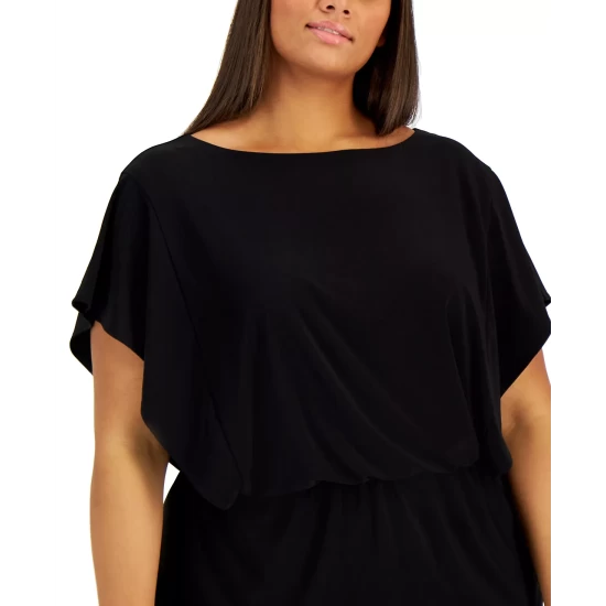 Flash Sale 🥰 Anne Klein Plus Size Flutter-Sleeve Cinched-Waist Top Black ✨ - Image 4