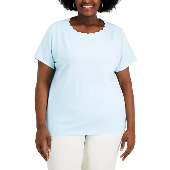 Flash Sale ๐งจ Anne Klein Plus Size Scalloped T-Shirt Bright Daffodil ๐ - Image 2