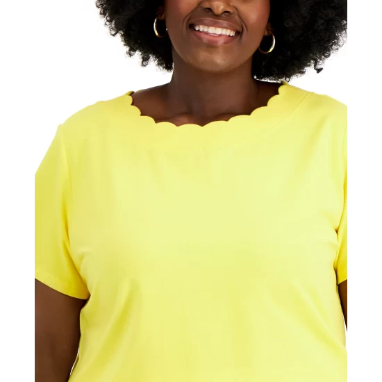 Flash Sale ๐งจ Anne Klein Plus Size Scalloped T-Shirt Bright Daffodil ๐ - Image 4