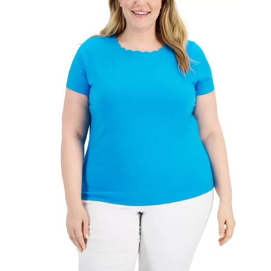 Flash Sale ๐งจ Anne Klein Plus Size Scalloped T-Shirt Bright Daffodil ๐ - Image 5