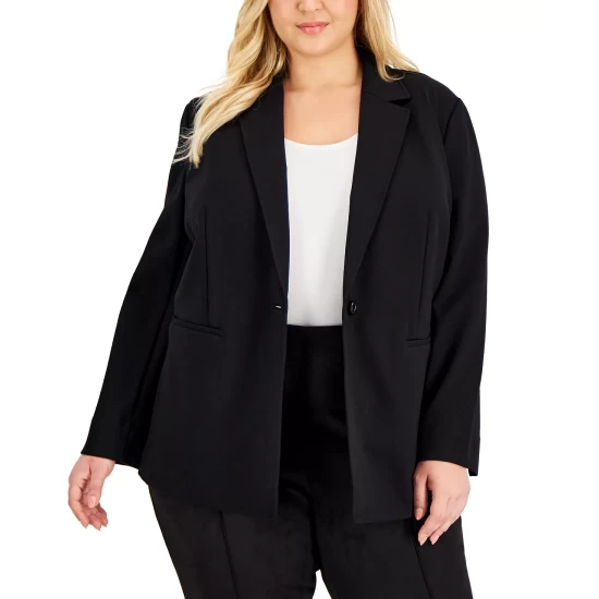 Outlet โ Anne Klein Plus Size One-Button Compression Blazer Anne Black ๐ - Image 5