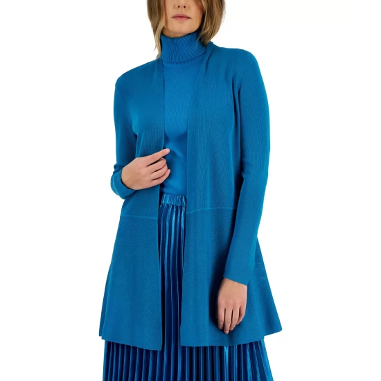 Discount 🎉 Anne Klein 👩 Women's V-Neck Pleated Long-Sleeve Maxi 👗 Dress Gold 👏 - Image 4