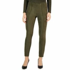Deals 👍 Anne Klein Hollywood Faux Suede Front-Seam Pants Kelp 😉