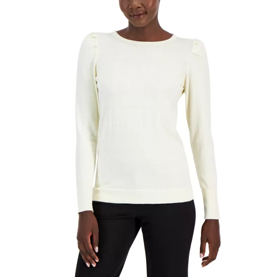 Buy ๐ Anne Klein Puff-Shoulder Cashmere Blend Sweater Anne Black โจ - Image 5
