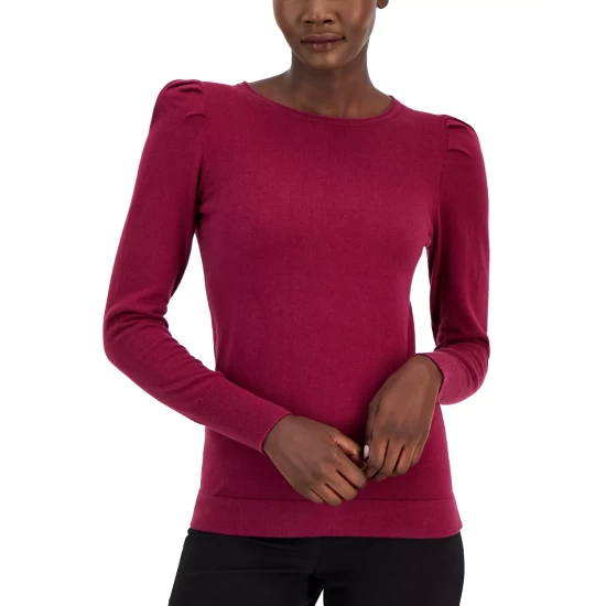 Buy ๐ Anne Klein Puff-Shoulder Cashmere Blend Sweater Anne Black โจ - Image 6