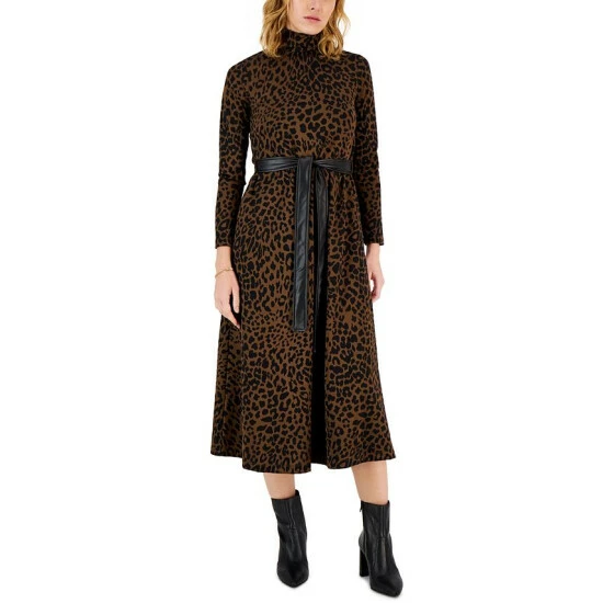 Wholesale ๐ Anne Klein Petite Mock-Neck Animal-Print Midi ๐ Dress Espresso/anne Black ๐งจ