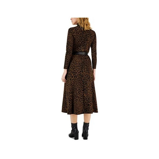 Wholesale ๐ Anne Klein Petite Mock-Neck Animal-Print Midi ๐ Dress Espresso/anne Black ๐งจ - Image 2