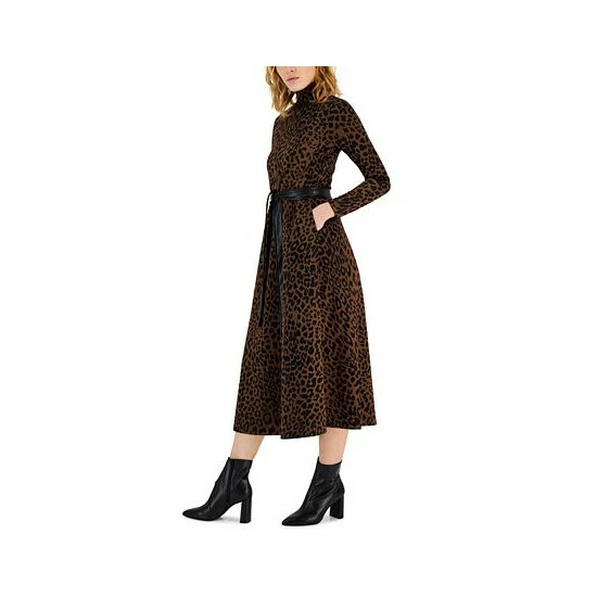 Wholesale ๐ Anne Klein Petite Mock-Neck Animal-Print Midi ๐ Dress Espresso/anne Black ๐งจ - Image 3