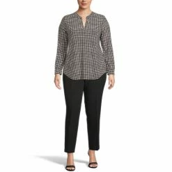 Flash Sale ✔️ Anne Klein Plus Size Dot-Print Split-Neck Top Anne Black/anne White 🛒