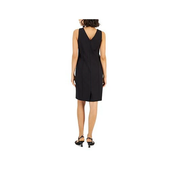 Discount 💯 Anne Klein 👩 Women's Compression V-Neck Sheath 👗 Dress Anne Black 🤩 - Image 2
