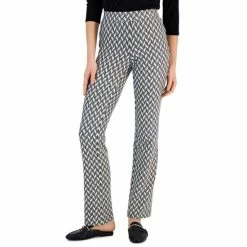 Brand new 😀 Anne Klein 👩 Women's Metallic Chevron Pull-On Bootcut Pants Anne Black/anne White 😀