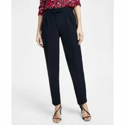 Best Sale ✨ Anne Klein 👩 Women's Compression Fly-Front High-Rise Pleated Pants Latte 🎉