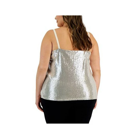 Discount โจ Anne Klein Plus Size Sequined V-Neck Camisole Top Anne White/gold ๐ - Image 2