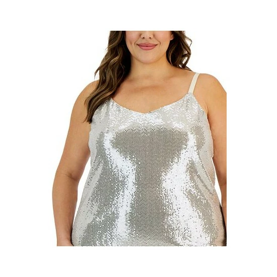 Discount โจ Anne Klein Plus Size Sequined V-Neck Camisole Top Anne White/gold ๐ - Image 3