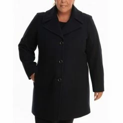 Deals ๐ Anne Klein Plus Size Single-Breasted Peacoat, Created For Macy's Black ๐